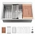 thumbnail image 3 of 28 Inch Drop In Kitchen Sink Workstation-VASOYO 28x20 Drop In Sink Topmount 16 Gauge Deep Stainless Steel Single Bowl Kitchen Sinks with Cutting Board, 3 of 4