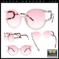 thumbnail image 3 of Womens Unique U Arm Round Exposed Lens Minimal Designer Sunglasses White Tortoise - Pink, 3 of 8