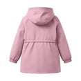 thumbnail image 5 of Girls Waterproof Windbreaker Kids Rain Jacket Size 10-12 Windproof Lightweight Hooded Raincoat Waterproof Zip up Button down Pockets Outdoor Girls Fashion Coat Pink 11-12 Years, 5 of 6