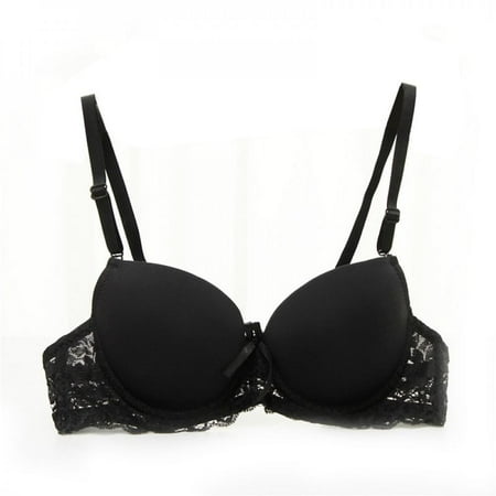 

Women Girl Seamless 3/4 Cup Push Up Bra Adjustable Support Bra Size 34A-36B Lingerie Underwear Black 75A