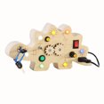 thumbnail image 1 of Tablero Ocupado De Madera Interactive Busy Board 7 LED Light Montessori Toys Dinasour Shaped para niños y niñas, 1 of 7