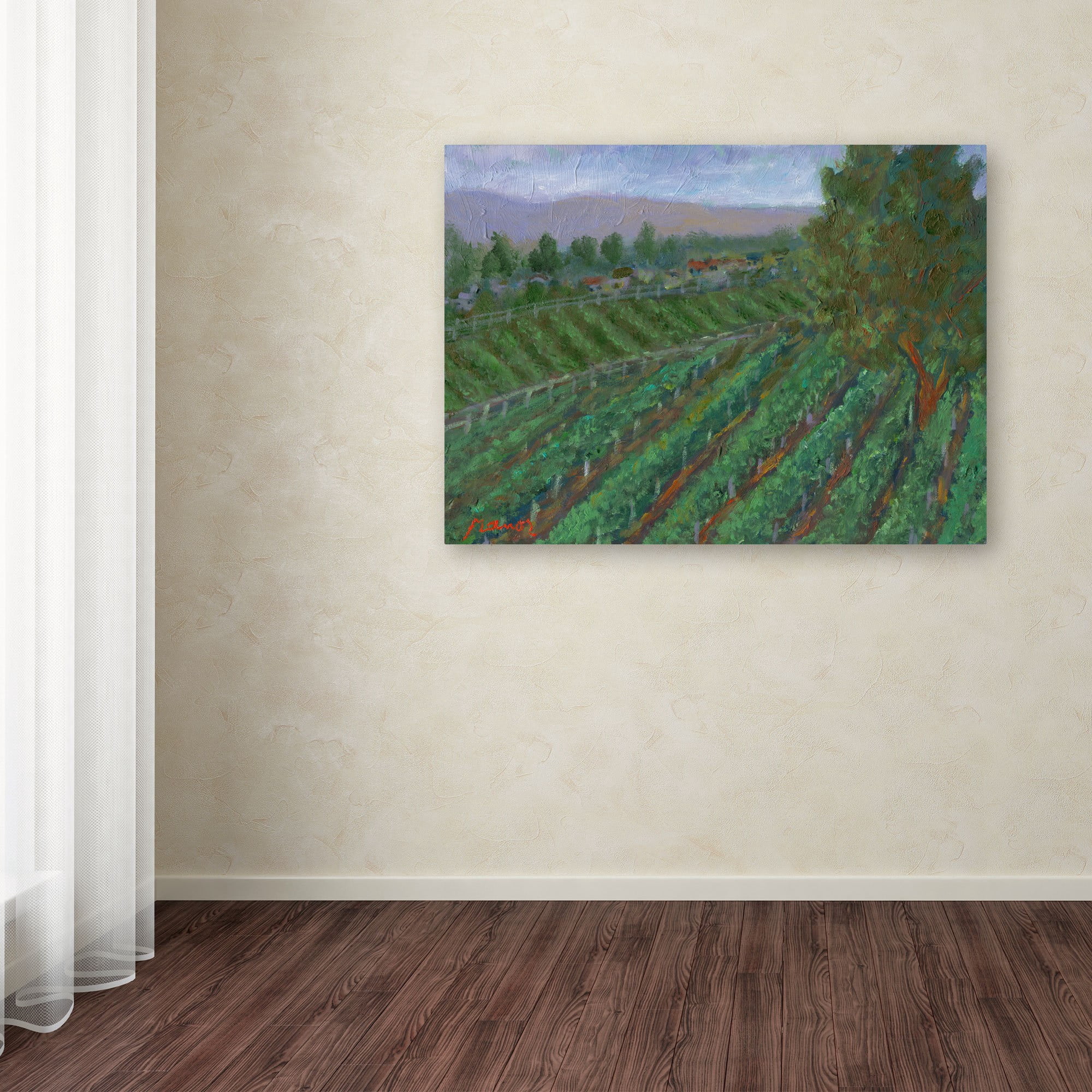 Trademark Fine Art "Houses Under a Purple Sky" Canvas Art by Manor Shadian