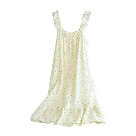 

Dresses For Girls Double Layer Crepe Wood Ear Suspenders Can Be Worn Outside And Home In Mid Length Night Summer Dress 6-7 Years