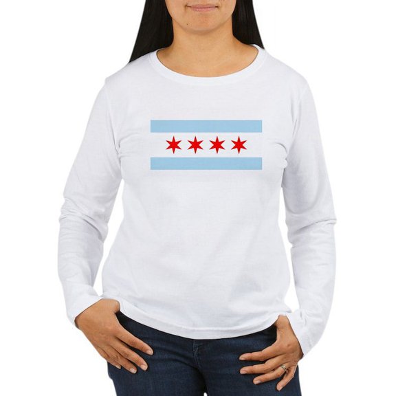 CafePress - Chicago Flag Long Sleeve T Shirt - Women's Long Sleeve Graphic Casual T-Shirt