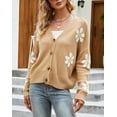 thumbnail image 2 of chouyatou Women's Fall Cute Daisy Button Jacquard Knit Cardigan Sweater Jacket, 2 of 5