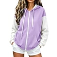 thumbnail image 3 of Jsaierl Women's Trendy Color Block Zip Up Hoodies Sweatshirts with Drawstring and Kangaroo Pocket Oversized Sporty Tops S-2XL, 3 of 6