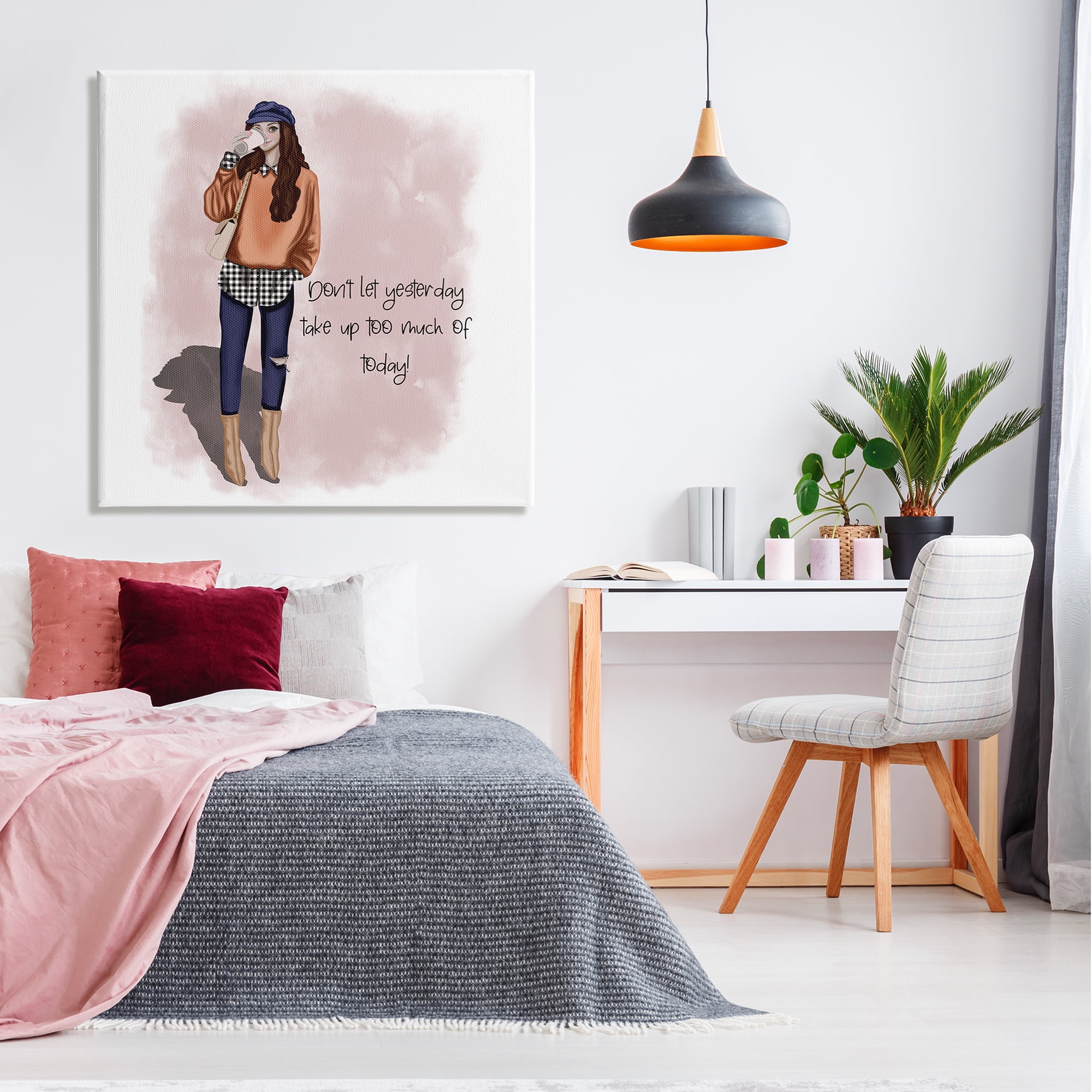 Stupell Industries Inspirational Phrase Girl Inspirational Painting Gallery Wrapped Canvas Art Print Wall Art, 36 x 36
