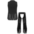thumbnail image 2 of iiniim Mens Western Cowboy Outfit Open Front Faux Suede Tassel Vest With Hollow-out Chap Pants Black L, 2 of 7