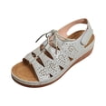 thumbnail image 2 of NexTorq Women’s Cutout Lace-Up Wedge Roman Sandals, Closed Toe Adjustable Comfort Shoes, Lightweight Summer Footwear, Casual & Outdoor Wear, Gray, 6.5, 2 of 5