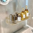 thumbnail image 5 of Non-Drill Wall-Mounted Bathroom Shelf, 30.5x11.1x6.4cm (12x4.4x2.5 Inches), Self-Adhesive Cosmetic Organizer With Drainage Holes, Perfect For Shower, Toilet, Or Vanity, Holds Up To 20lbs (White), 5 of 6