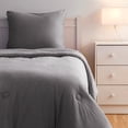 thumbnail image 3 of Dawn All-U-Need Bed-in-a-Bag Comforter Set, Twin/Twin XL, 3-Piece Bedding Bundle with Reversible Comforter, Fitted Sheet and Pillowcase(s), Washed Grey, Velvety Soft Microfiber, 3 of 7