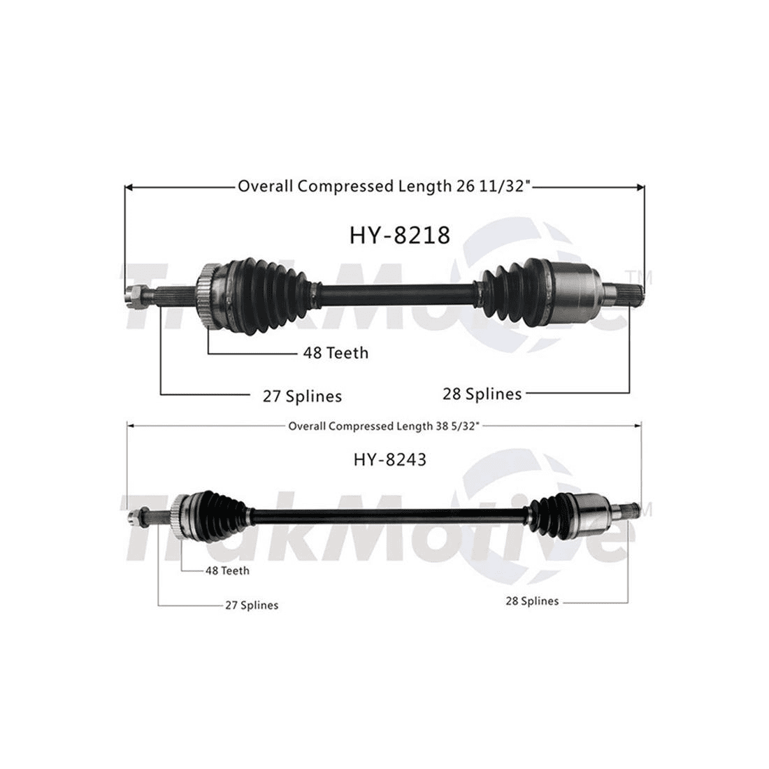 TrakMotive Front CV Axle CV Joint Shaft Assembly Assembly For Hyundai