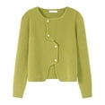 thumbnail image 4 of SGMVNU Cropped Cardigan Sweaters for Womens Button Up Long Sleeve Crewneck Fall Dressy Casual Knit Sweater Jackets(Green, One Size), 4 of 4