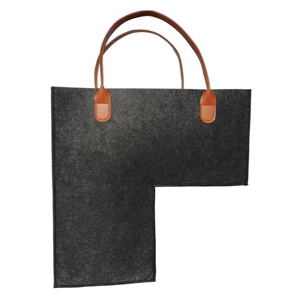 Cesta de escalera de fieltro con asas para escaleras de madera gris oscuro