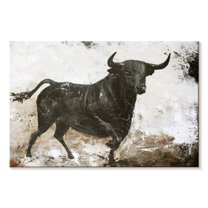 Elephant Stock Black Bull Wall Art - Horizontal Canvas Wall Art - Living Room Wall Decor - Animal Canvas - Brown And Gray Decor By Design Fabrikken - 39" x 26"