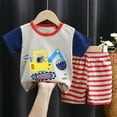 thumbnail image 2 of IFNWSV Boys Summer Outfits Child Print Shorts Short Sleeve Round-Neck Blouses Sets Gray 48-60 Months, 2 of 4