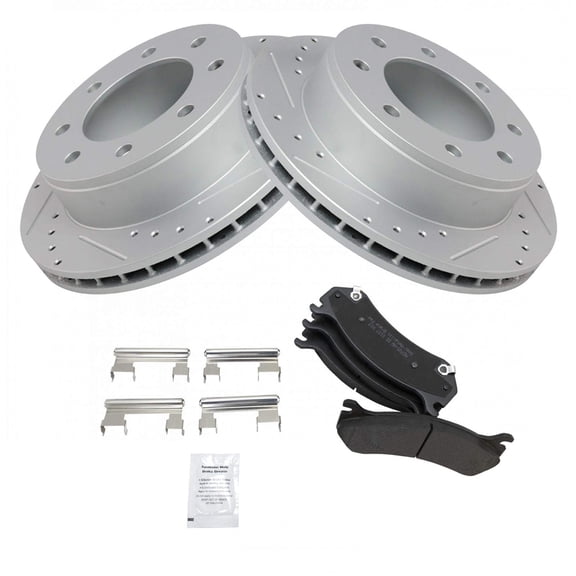 TRQ Rear Performance Drilled Slotted Brake Rotor Pad Set Fits Select Chevy Truck