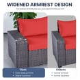 thumbnail image 3 of ALAULM 6 Pieces Patio Conversation Set, Outdoor Sectional PE Rattan Wicker Furniture Seat,Red, 3 of 8