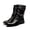 Black, variant on Men's Mid-Calf Fashion Boots, Pointed Toe Buckle Strap Boots, Warm Lined High Top Motorcycle Boots, Gothic Punk Casual Dress Boots for Spring and Fall