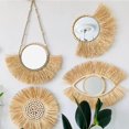 thumbnail image 1 of kurtrusly Handmade Moroccan Round Mirror Authentic Decor Hangs Mirror Lower rattan wicker wall hanging half, 1 of 9