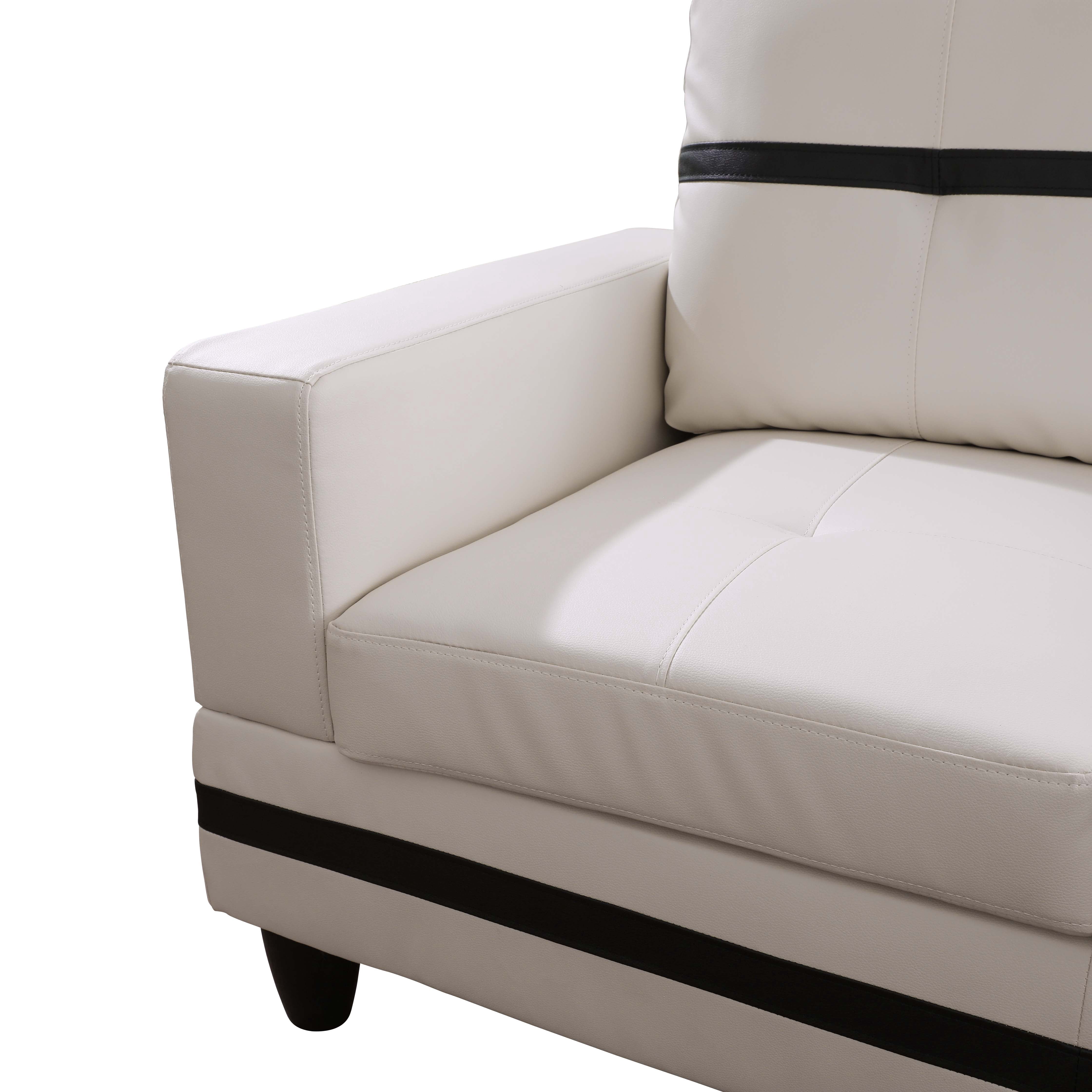 MAYEERTY 103.5" Modern Semi PU Leather 3-Piece Couch Set - White Black Stylish Contrast for Living Room