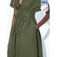 thumbnail image 4 of Green Dress With Tie Waist And Short Sleeves, 4 of 9