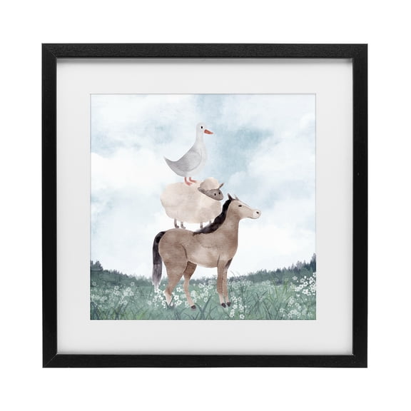 Stupell Industries Muted Blue Sky Farm Black Framed Print Under Glass, design by Kim Allen