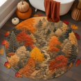 thumbnail image 4 of Orange Forest Fall Round Area Rug 4 FT, Non Slip Indoor Outdoor Rug, Thanksgiving Nature Autumn Washable Soft Circular Carpet Non-Shedding Floor Mat for Coffee Table Nursery Foyer Balcony, 4 of 9