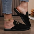 thumbnail image 4 of Black Women'S Open-Toe Mules Slip On Loafers With Metal Accents Flat Shoes For Casual Comfortable Suitable For Indoor And Outdoor Wear Size 36, 4 of 8