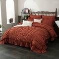 thumbnail image 3 of Beige Comforter Set Queen Size,Ruched Boho Bedding 9-Piece Bed-in-a-Bag for All Seasons,Fluffy Luxury Ruffle Bedding Set with Comforter, Flat Sheet, Fitted Sheet, Pillow Shams, Pillowcases, 3 of 12