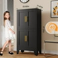 thumbnail image 2 of 47.25" Metal Storage Cabinet, Black Kitchen Food Storage with 4 Door and 2 Adjustable Shelves, Freestanding Bathroom Cabinet, Pantry for Kitchen Dinning Room, Cupboard, 2 of 16