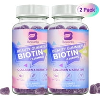 Biotin Gummies 12000mcg with Biotin, Collagen, Keratin, Chlorophyll, Zinc and Vitamin A, B6, B12, C, D, E Complex Supports Hair Skin and Nails Growth for Women & Men, 120 Count, Non GMO