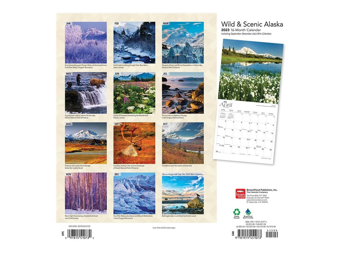 Alaska Wild & Scenic 2023 Wall Calendar 12x12 by Browntrout