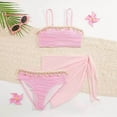 thumbnail image 2 of mgoYE Girls Swimsuit Size 8 Girl's Swimsuits 3 Piece Seashell Spaghetti Strap Textured Bathing Suit with Cover Up(Light Pink,12-13 Years), 2 of 8