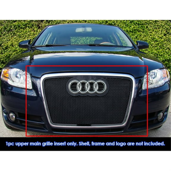2006-2007 Audi A4 Not For S-Line/B7/Cabriolet Stainless Steel Black Powder Coated Finish 1.8 Mm Wire Mesh Black Wire Mesh Grille