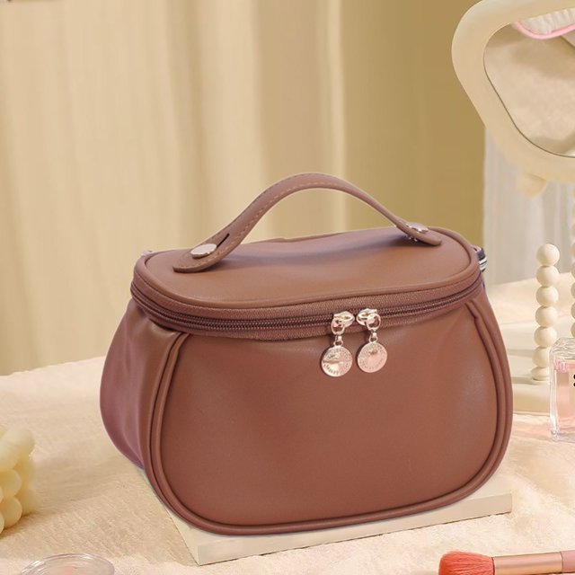 BKER Large Capacity Portable Retro Vanity Large Capacity Makeup Organizer For Water Proof Toiletry Portable Storage Travel For Ladies