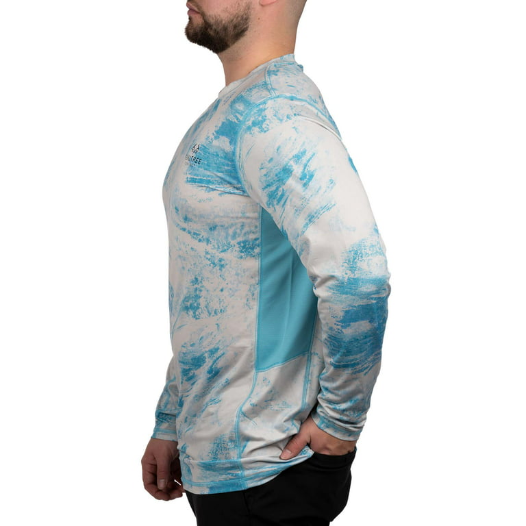 Realtree Men's XL Blue Camo Camouflage Performance Fishing Shirt L/S  Stretch EUC
