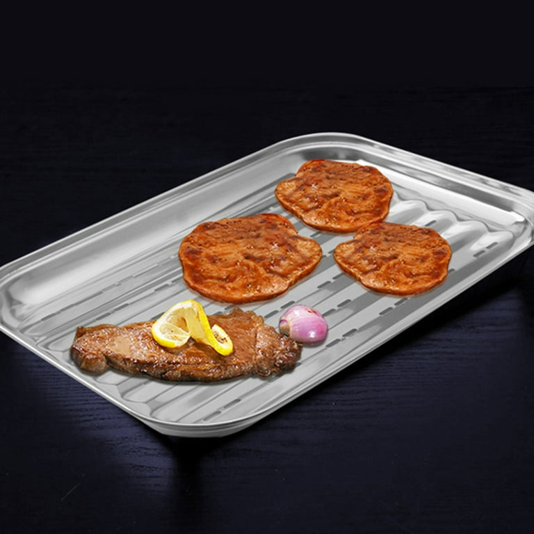 Stainless Steel Plate Barbecue Grilled Fish Tray Food Container Barbecue  Basket