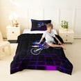 thumbnail image 3 of Manfei Motocross Sport Twin Comforter Sets, Neon Cube Bedding Set, Blue and Purple, Reversible 2-Piece, 1 Comforter and 1 Pillowcase, 3 of 6