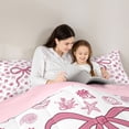 thumbnail image 5 of Erosebridal Ribbon Bowtie 7-Piece Twin Bedding Sets,Cute Ocean Seashell Starfish Bedding Comforter Set For Girls Kids,Reversible pink, 5 of 7