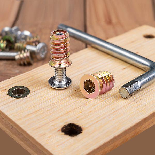 230 Uds surtido de tuercas de muebles con cabeza hexagonal con bridas M4 M6 M8 M10 hilo de aleación de Zinc para tuerca de inserción de madera + llave Hexagonal LingWen 8390613789846