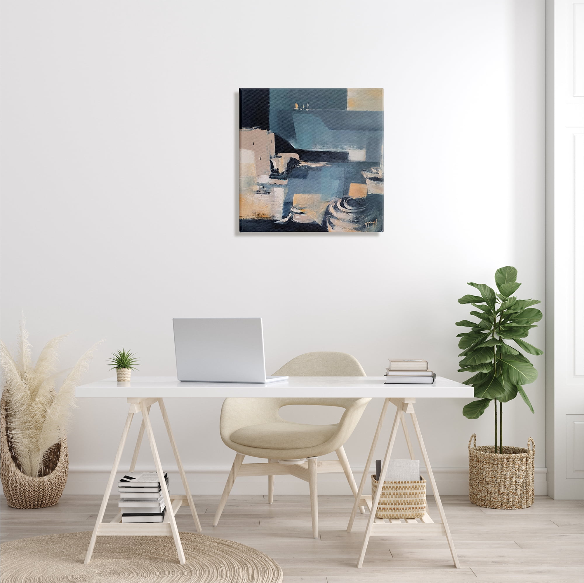 Stupell Industries Scattered Coastal Abstraction Fluid Wave Geometric Shapes Modern Painting Gallery-Wrapped Canvas Print Wall Art, 24 x 24, Design by Fanou Montel