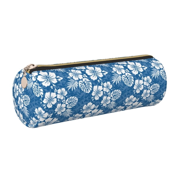 Disketp Leaves And Flowers Estuche Organizador de Lápices de Cuero, Estuche de Oficina con Cremallera para Bolígrafo y Lápiz