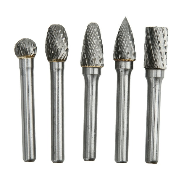 Juego de fresas de carburo, 5 piezas, 6 x 10 mm, juego de fresas rotativas de doble corte, juego de fresas rotativas de carburo de vanguardia Características