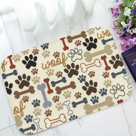 GCKG Dog Paws and Bones Non-Slip Doormat Indoor/Outdoor/Bathroom Doormat 23.6 x 15.7