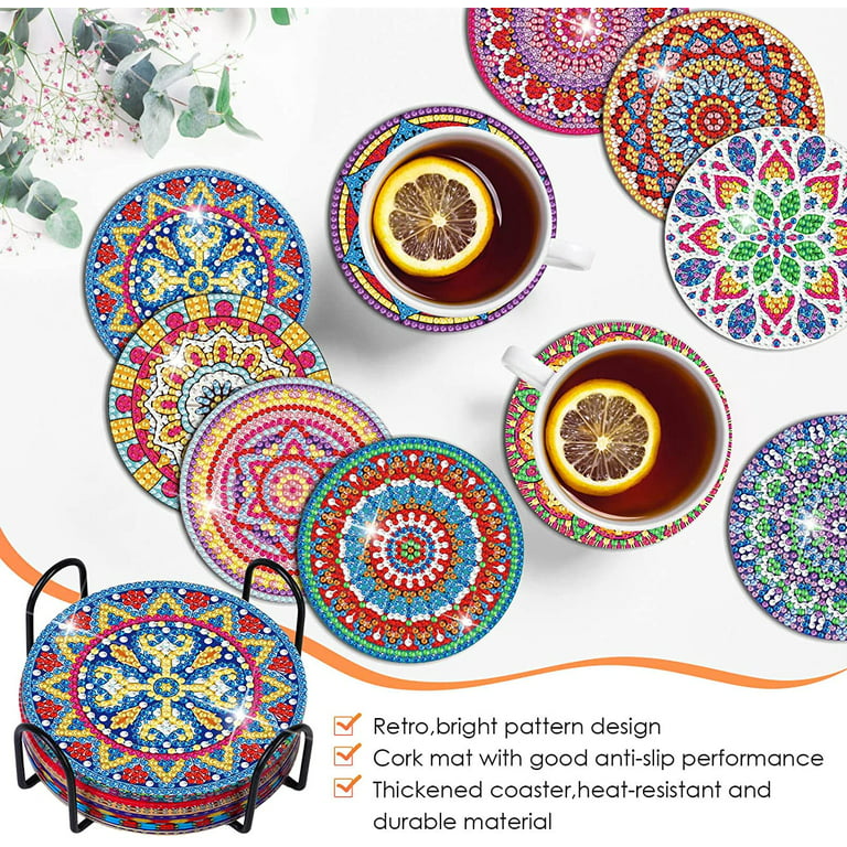  Diamond Painting Kits, 6/8 Pcs Diamond Painting Coasters with  Holder, Adults' Paint-by-Number Kits, Diamond Art Crafts for Adults &  Beginners, Non-Slip DIY Diamond Coaster