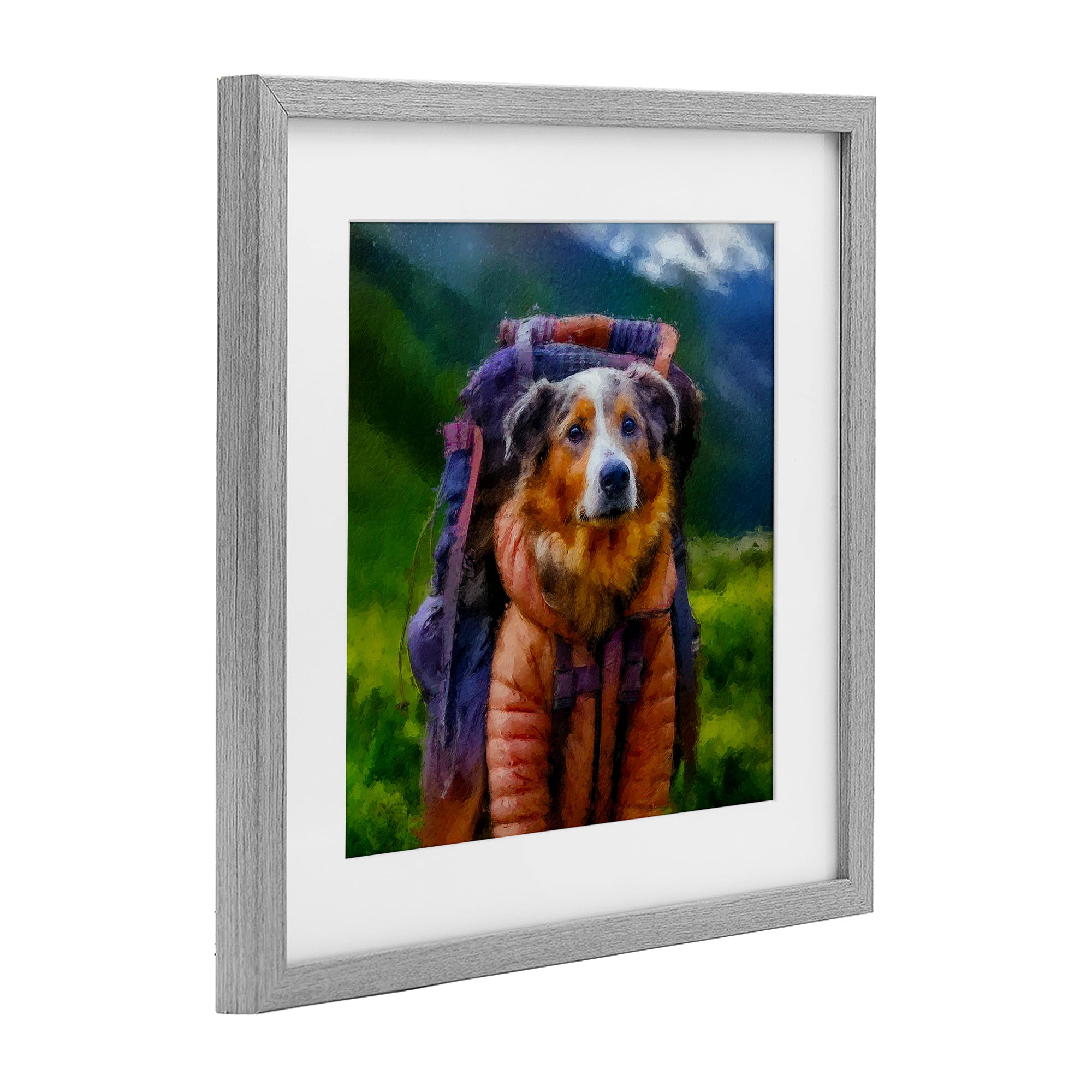 Stupell Industries Backpacking Hiker Dog Gray Framed Print Under Glass, design by Sean Parnell