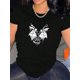 thumbnail image 1 of Creative Bat Wing Pattern Printed Women'S Trendy Round Neck Short Sleeve, Simple Casual Sports T-Shirt, Comfortable Summer Top for Holidays., 1 of 6