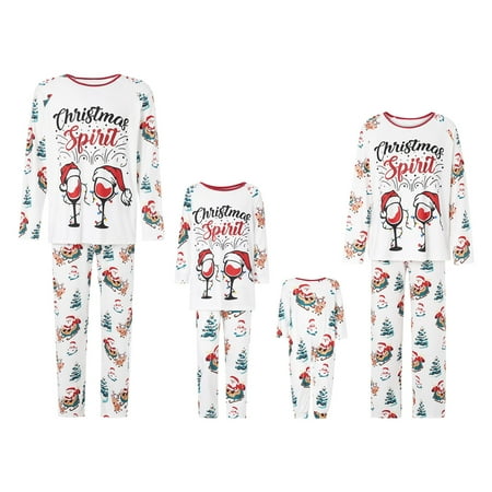

Fanvereka Christmas Pajamas for Family Santa Claus Elk Print O-Neck Long Sleeve Tops+ Pyjama Trousers for Parents Children