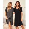 thumbnail image 5 of Ekouaer 2 Pack Nightgowns for Women Button Down Night Shirts Short Sleeve Sleep Shirts V Neck Sleepwear Pajama Dress, 5 of 5